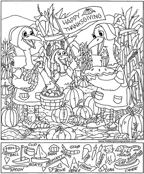 Thanksgiving Hidden Pictures Printables Free